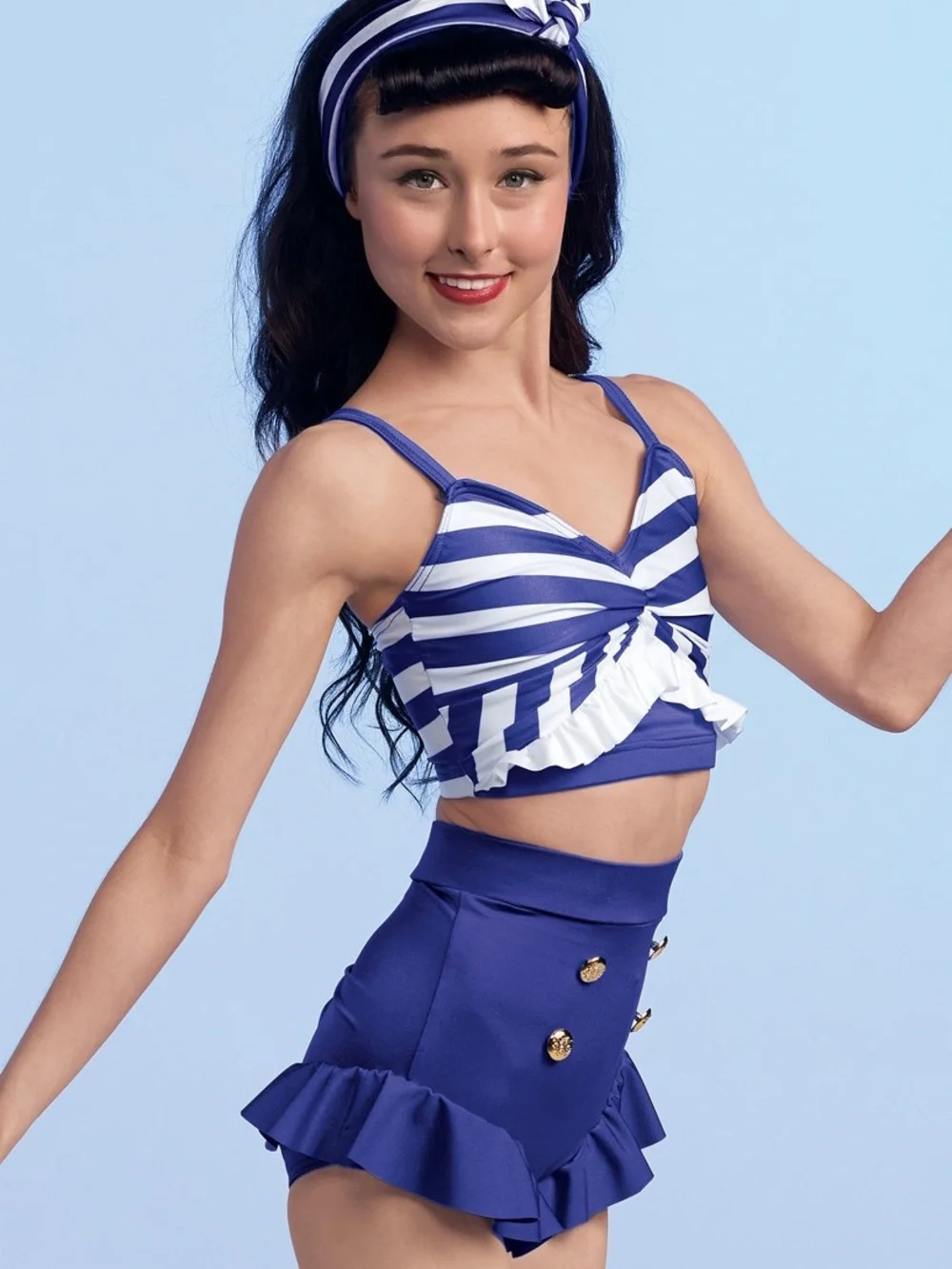 Weissman Catch A Wave Character Dance Costume Retro Bathing Suit Blue Size LC